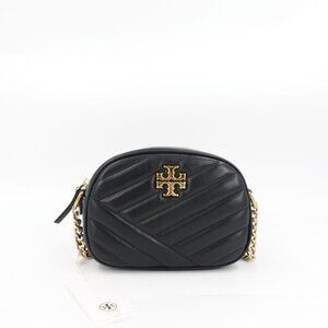 Tory Burch Kira Chevron Small Camera Crossbody Bag Black OS